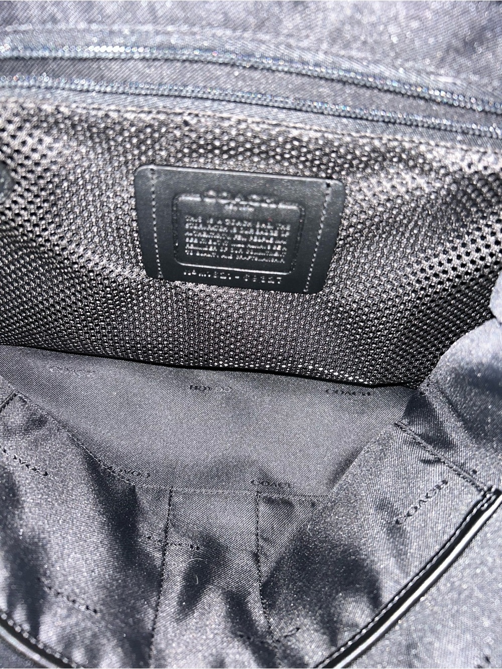 New Coach Academy Drawstring Backpack Canvas Leather Unisex 69327 Gray Black - Picture 6 of 7